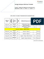 Lower Secondary Checkpoint Timetable