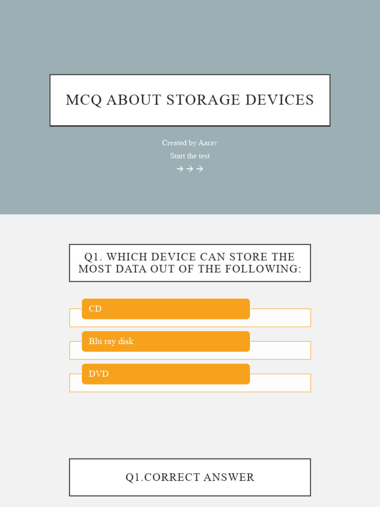 Storage Devices MCQ Quiz | PDF