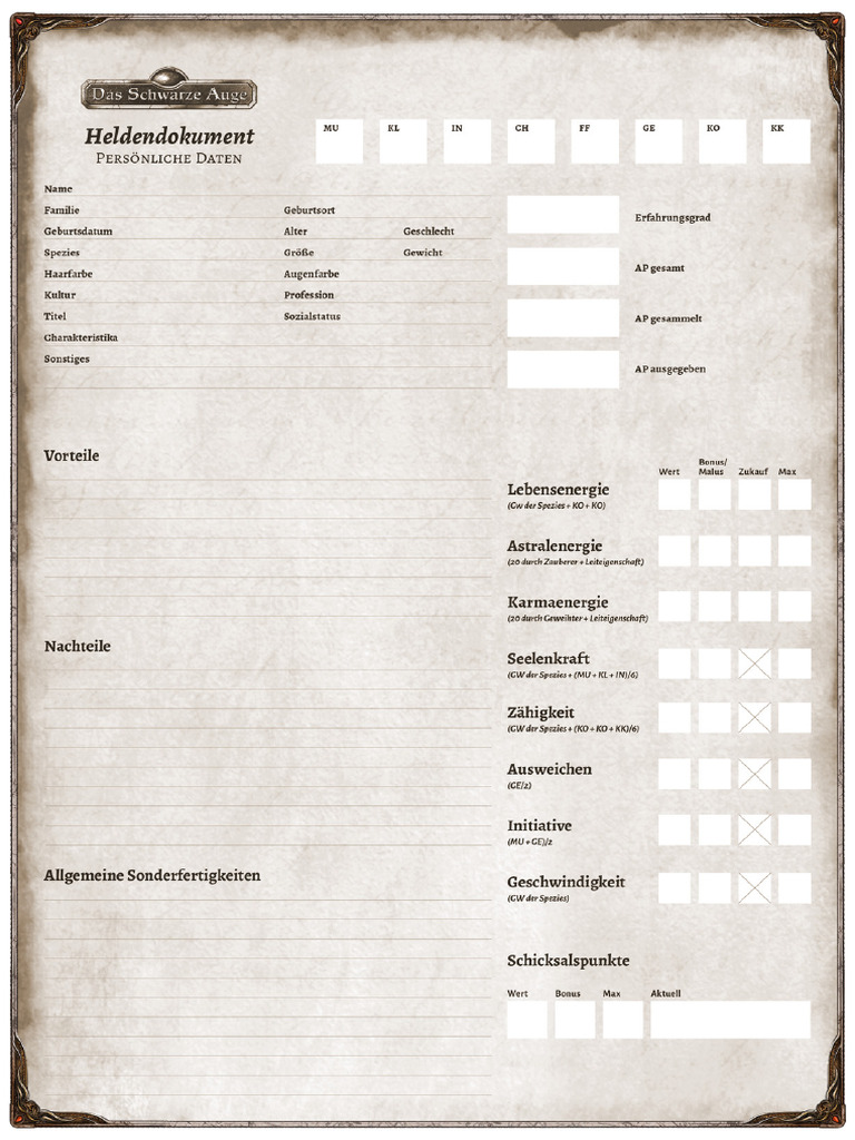 Charakterbogen 8e5b | PDF