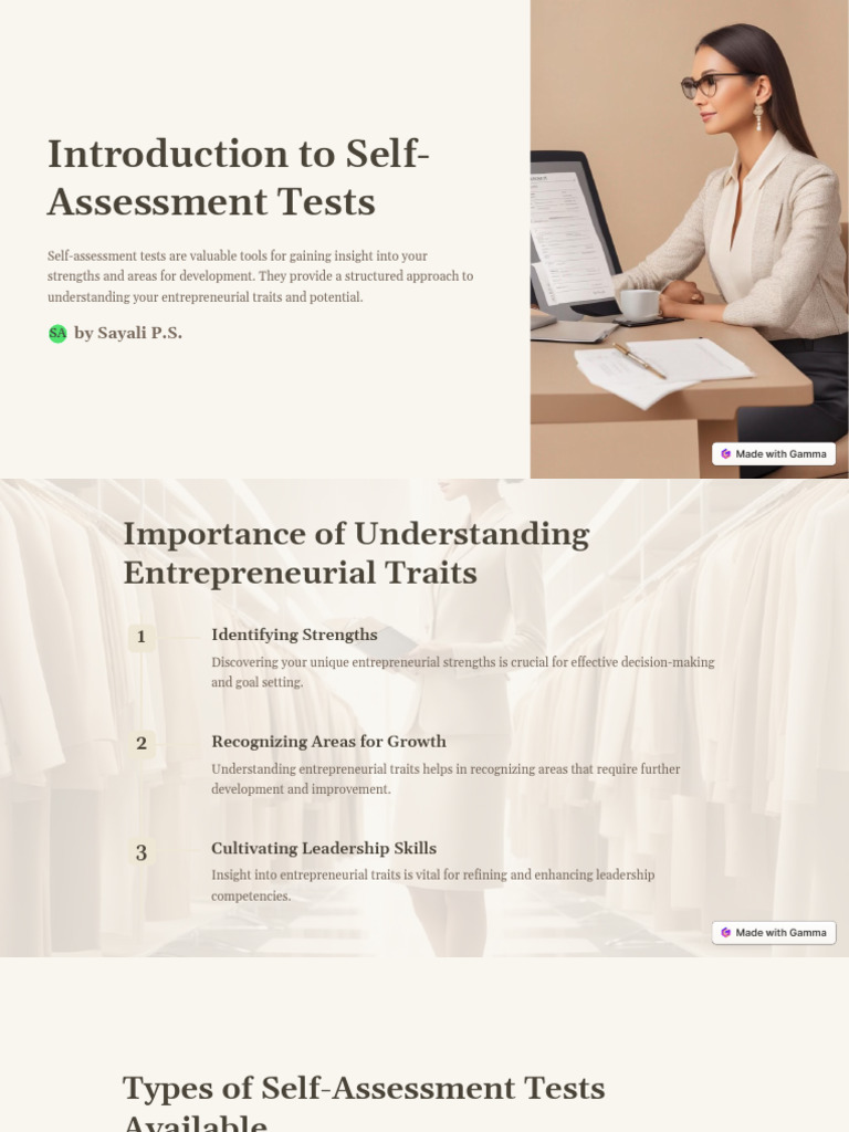 Introduction To Self Assessment Tests | PDF | Entrepreneurship | Leadership