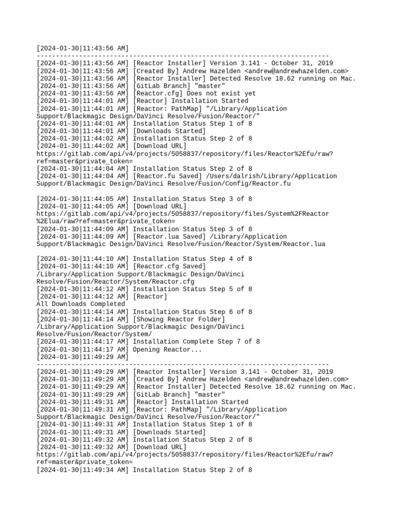 Reactor Install Log | PDF | Installation (Computer Programs) | Software