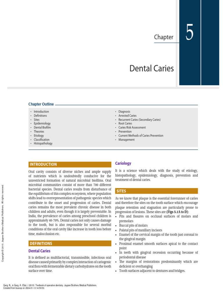 Textbook of Operative Dentistry (Chapter05 Dental Caries) Download