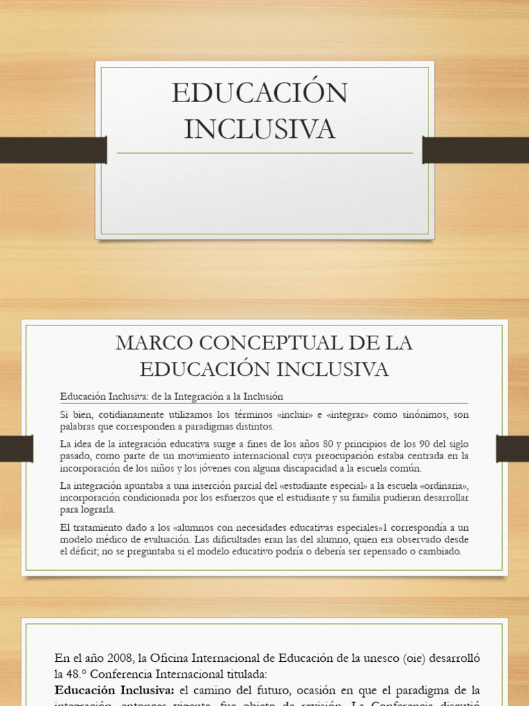 Marco Conceptual de la Educación Inclusiva | PDF | Inclusión (Educación ...