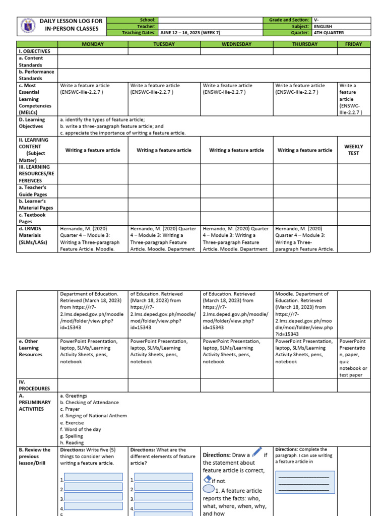 English 5 Week 7 | PDF | Learning | Emotions