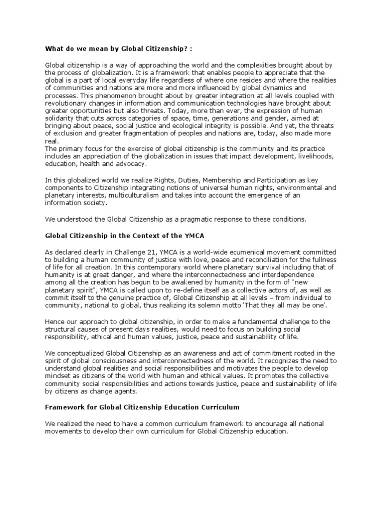 Understanding Global Citizenship Concepts | PDF | Sustainability ...