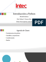Introducción A Python: Bioinformática Prof. Edian F. Franco MSC Edian - Franco@intec - Edu.do