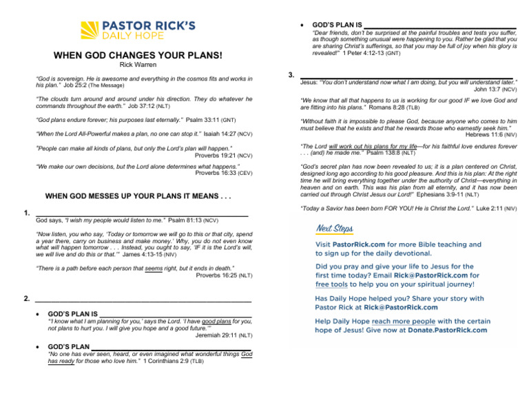 When God Changes Your Plans Blank Outline Jb Pdf Jesus Theology