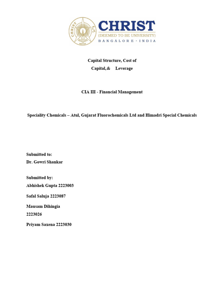 Financial Management CIA 3 - Report 1 (2 | PDF | Cost Of Capital ...