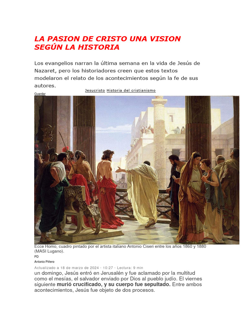 La Pasión de Cristo | Descargar gratis PDF | Jesús | Evangelio de Marcos