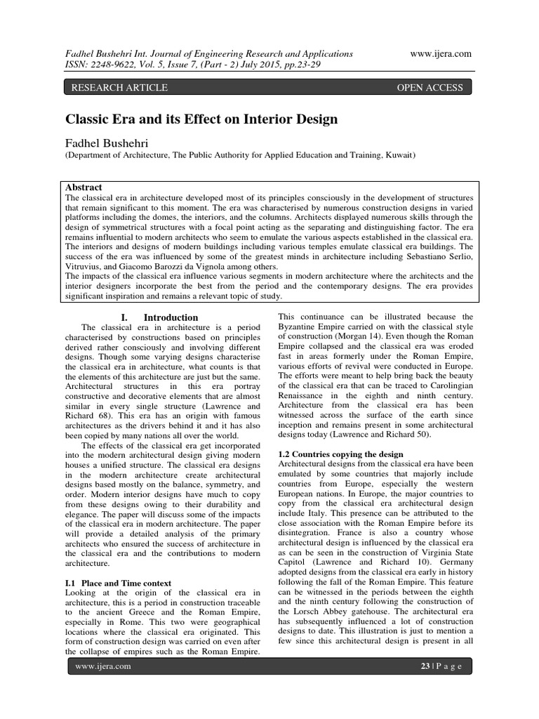 Impact of Classical Era on Interior Design | PDF | Furniture