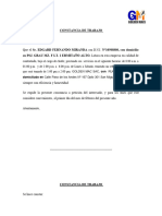 Ejemplo de Constancia de Trabajo