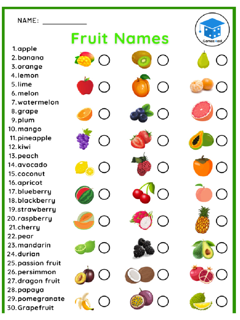 Fruit Names | PDF