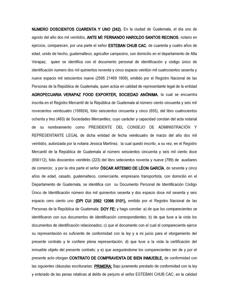 Contrato de Compraventa en Guatemala | PDF | Guatemala | Ley común