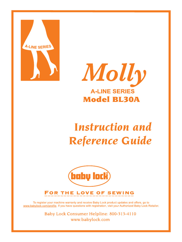 Baby Lock Molly BL30A Sewing Machine Instruction Manual PDF Sewing