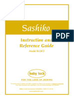 Baby Lock Sashiko BLQK2 Sewing Machine Instruction Manual