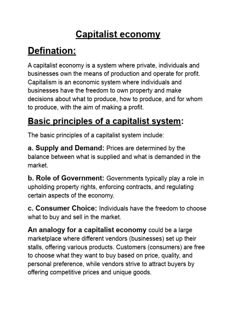 Capitalist Economy Presentation | PDF | Capitalism | Market (Economics)