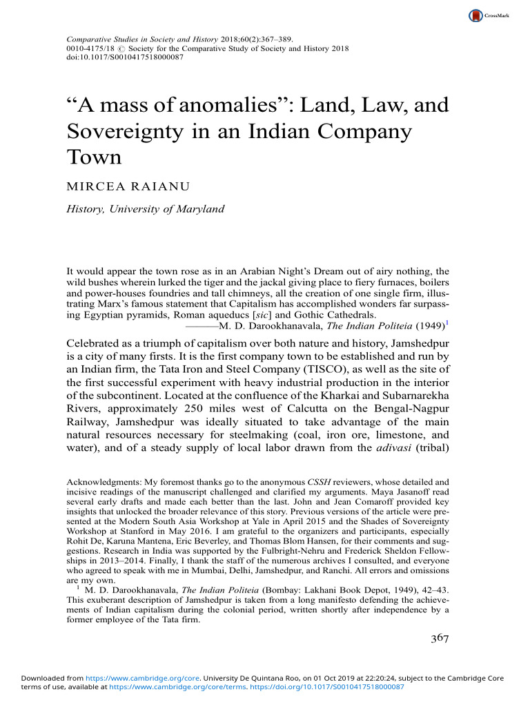A mass of anomalies land law and sovereignty in an indian company