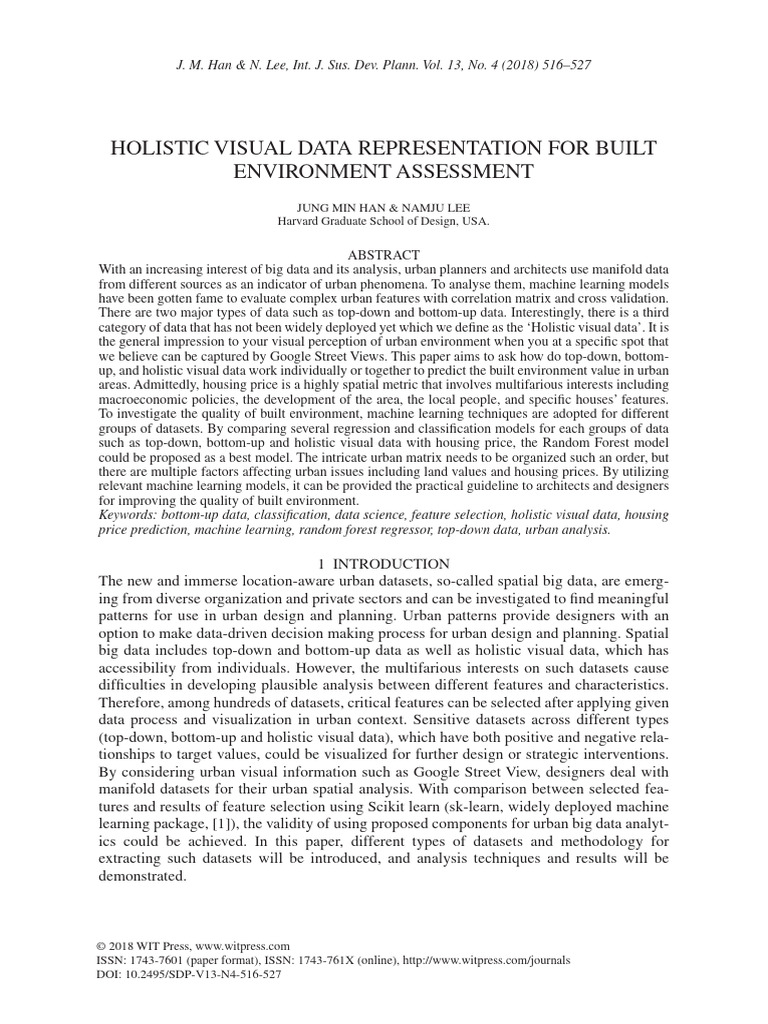 Holistic Visual Data in Urban Analysis | PDF | Coefficient Of ...