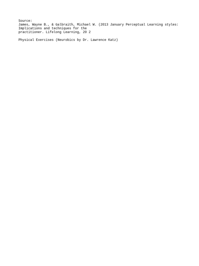 Perceptual Learning Styles | PDF