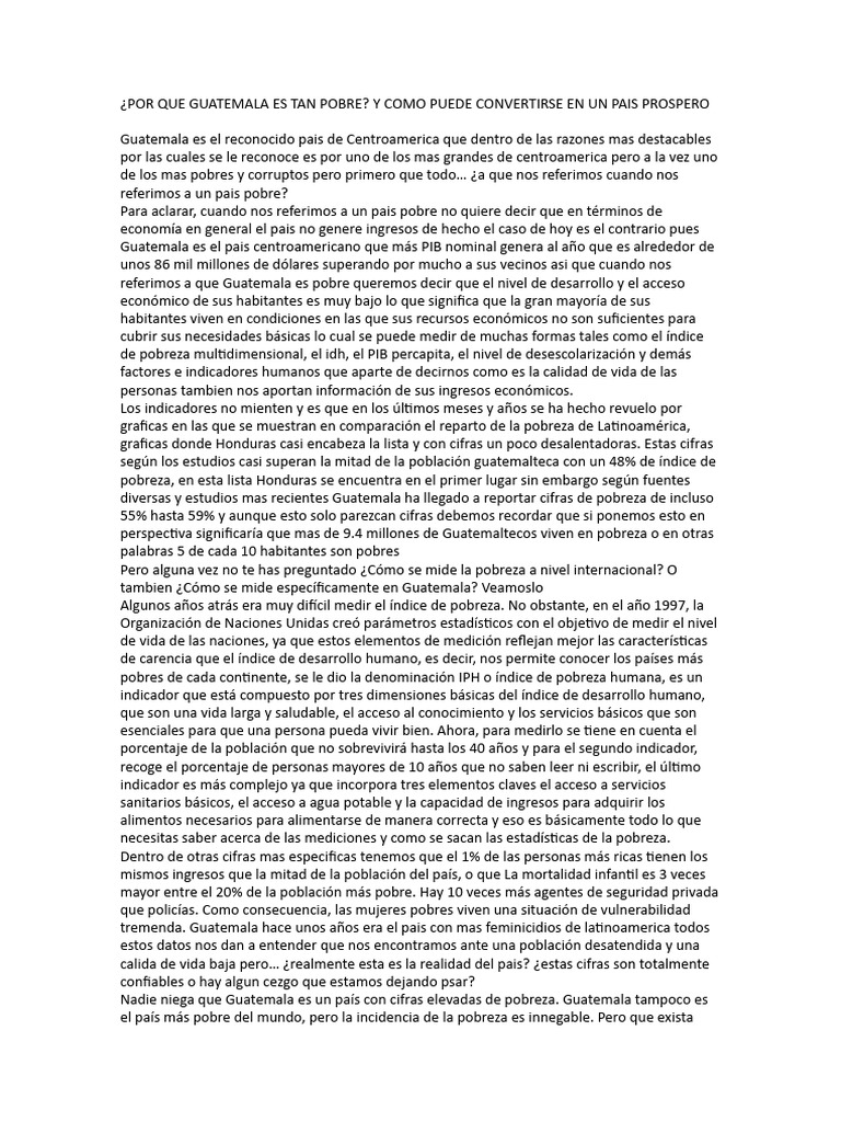 Porque Guatemala Es Tan Pobre | PDF | Pobreza | Pobreza e indigencia