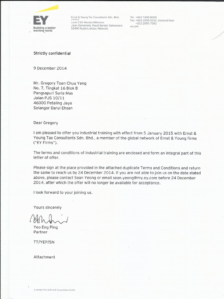 Appointment Letter From EY | PDF