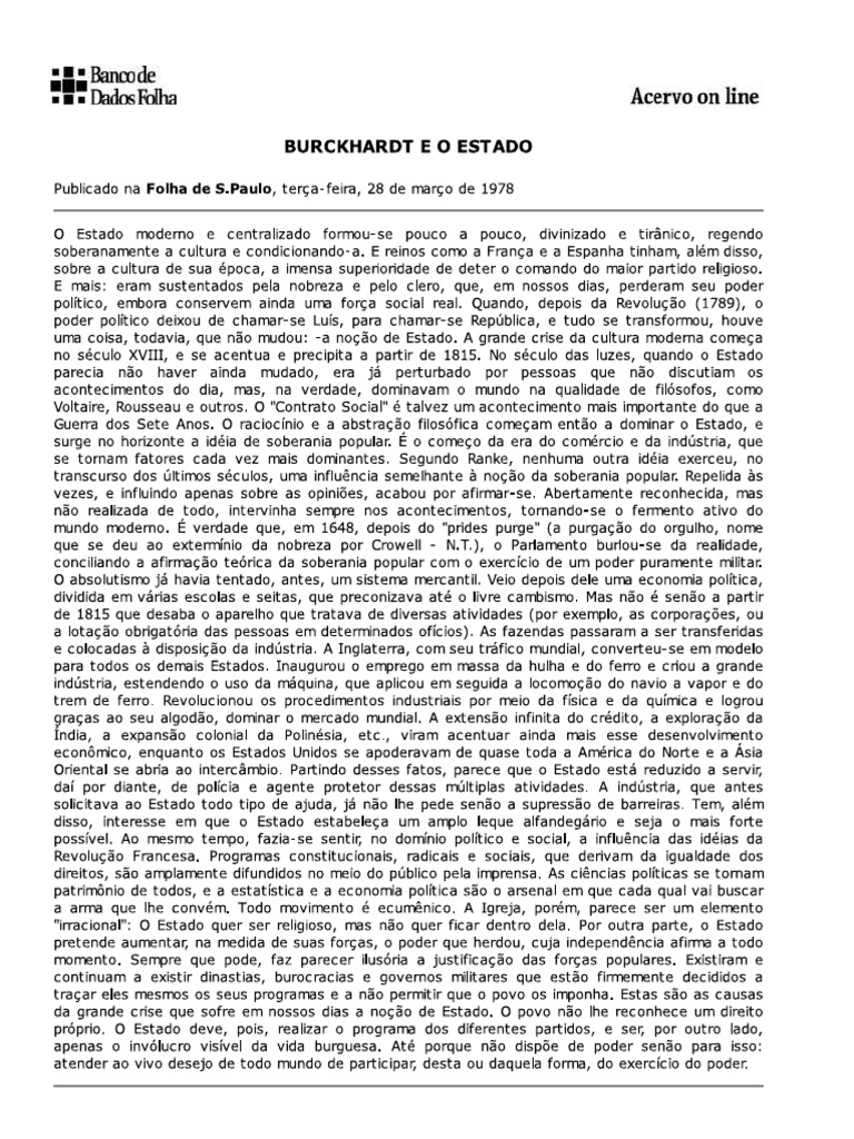 Reflexoes Sobre A Historia Do Mundo Buckhardt | PDF
