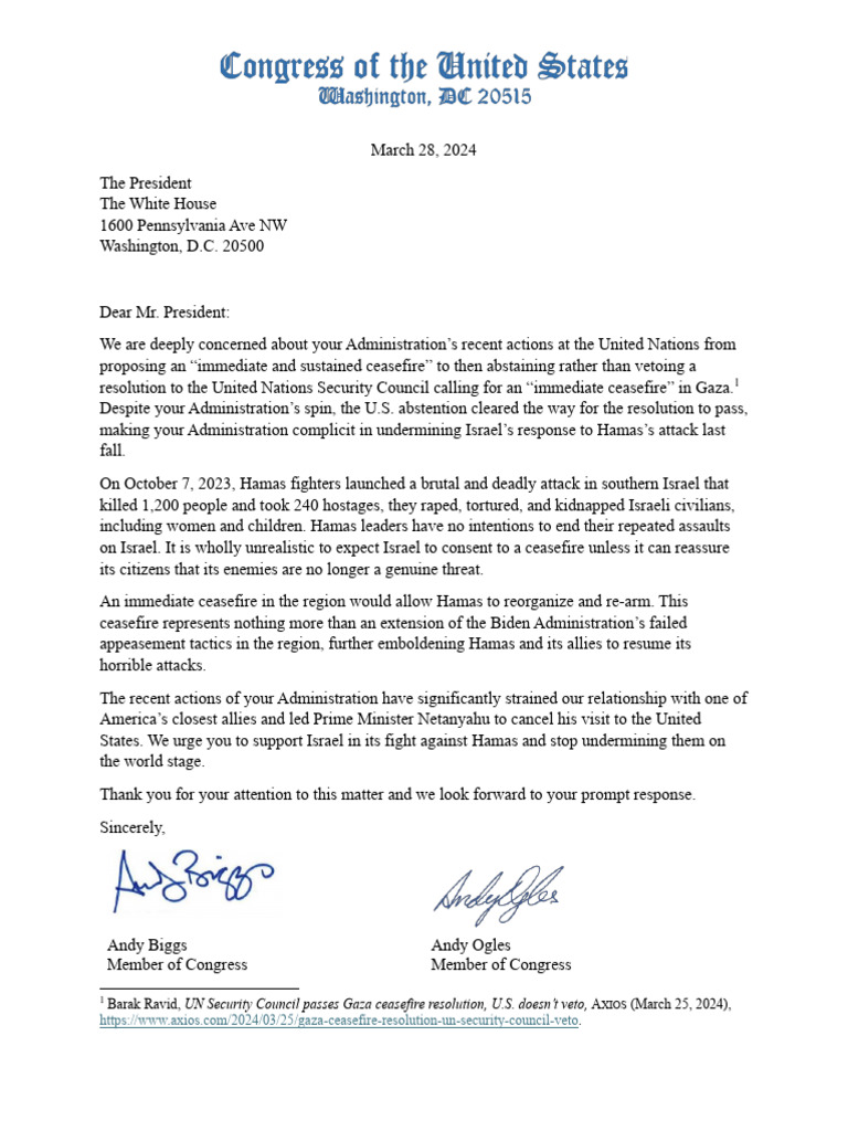 Barry Moore Letter PDF Hamas Ceasefire