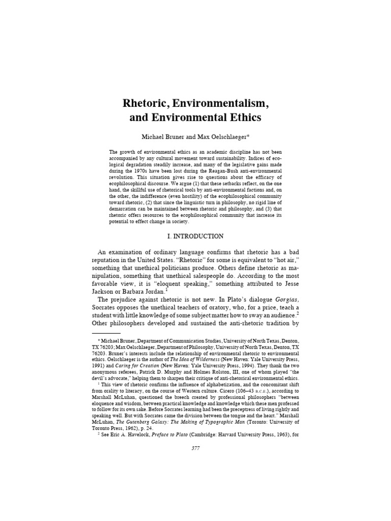 Rhetoric's Role in Environmental Ethics | PDF | Rhetoric | Richard Rorty
