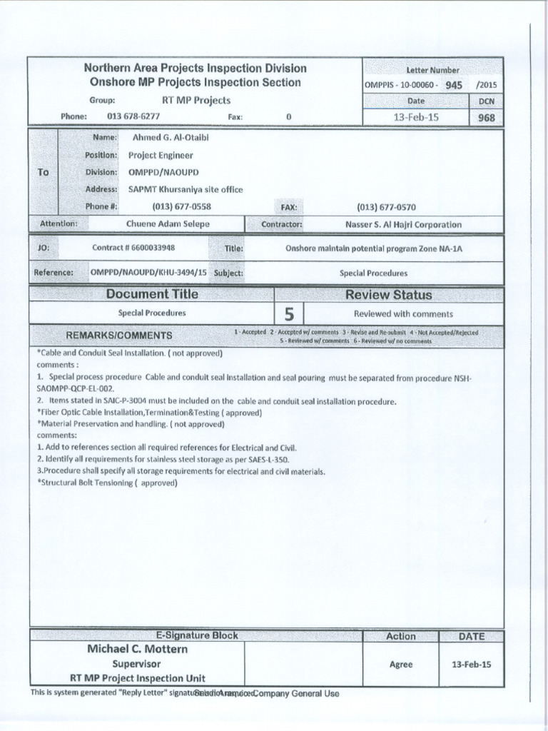 NSH-SAOMPP-QCP-IN-002 - 00 Fiber Optic Cable Installation | PDF