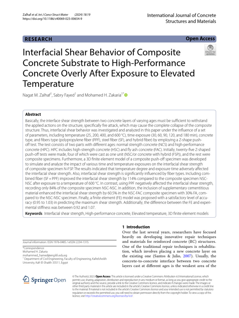 Interfacial Shear Behavior of Composite Concrete Substrate To High ...