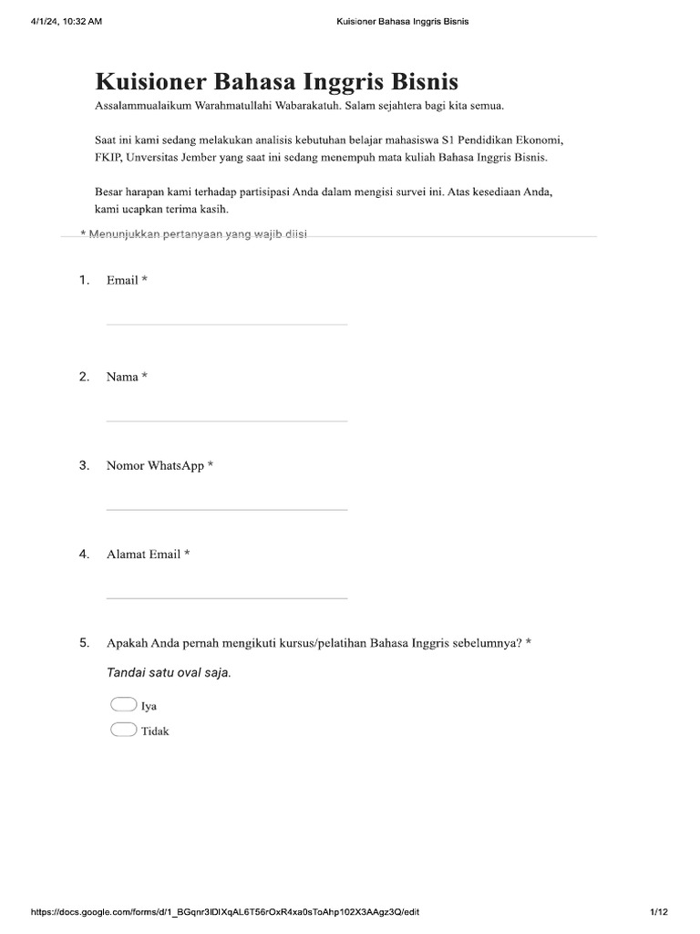 Questionnaire | PDF