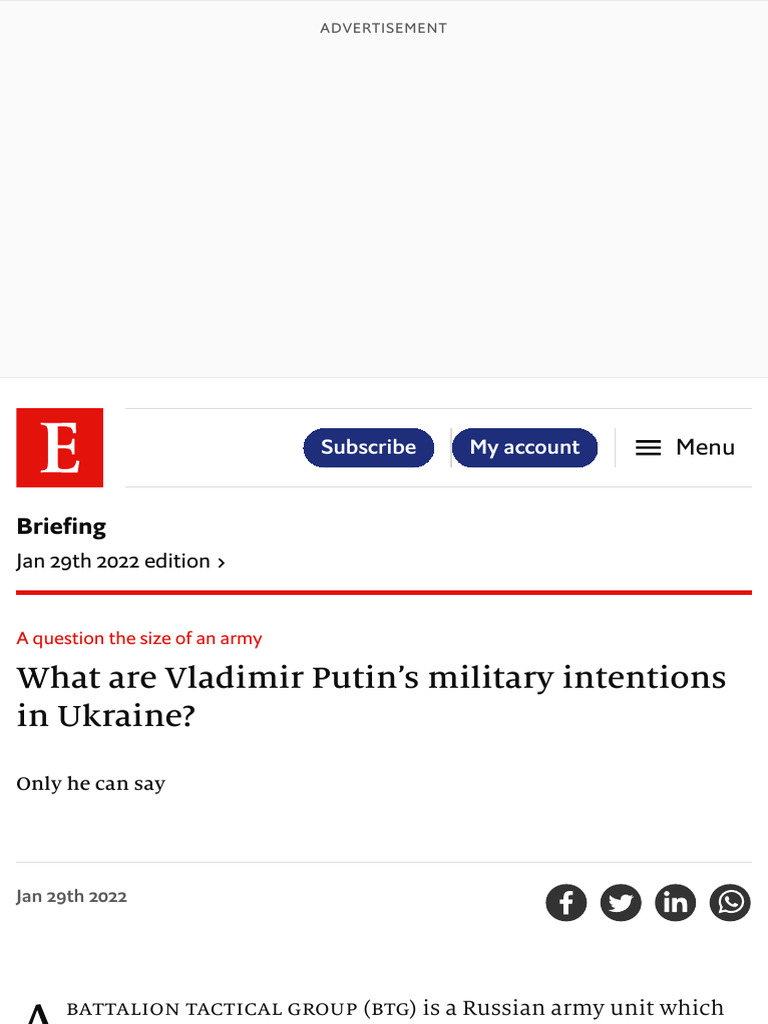What are vladimir putin s military intentions in ukraine the