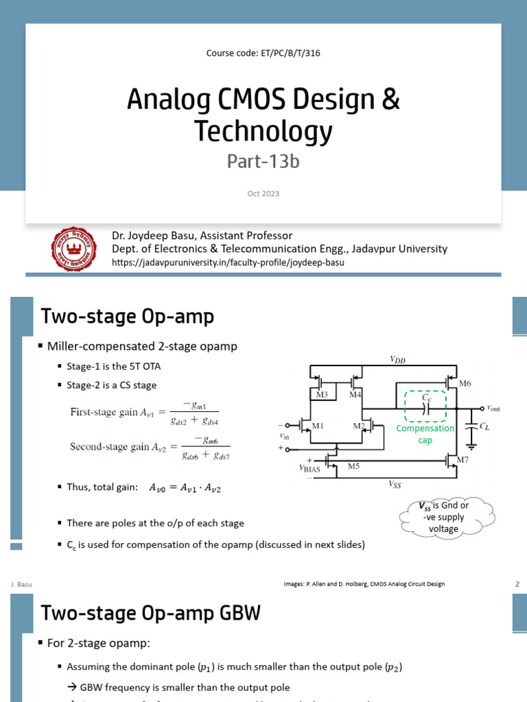 Class - Analog CMOS Design & Tech - Part-13b | PDF | Operational ...