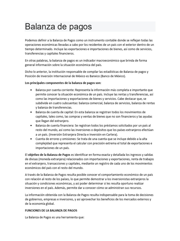 Balanza de Pagos: Clave Económica de México | PDF | Balance de pagos ...