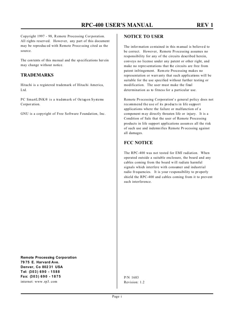 Rpc-400 User'S Manual Rev 1 | PDF | Resistor | Electrical Engineering