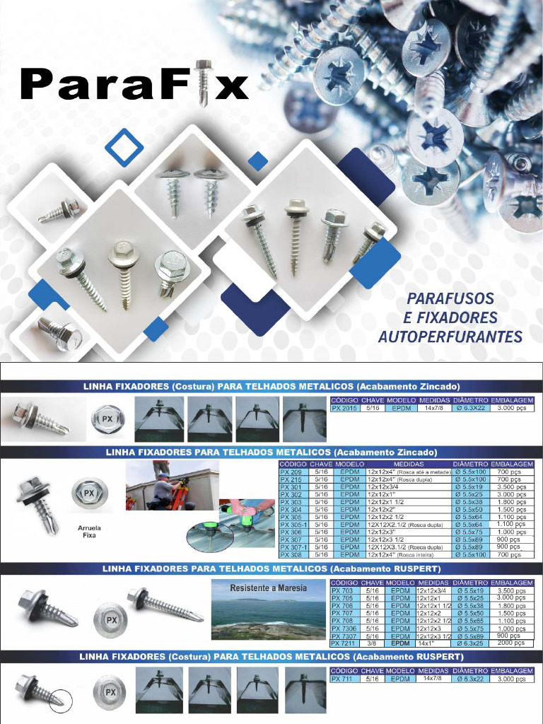 Catálogo de Parafusos Parafix | PDF | Parafuso | Máquinas
