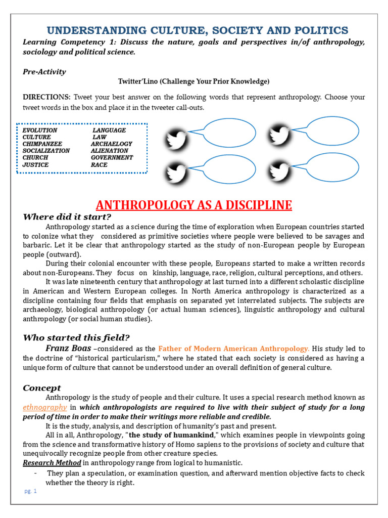 Anthropology and Sociology Overview | PDF | Sociology | Anthropology