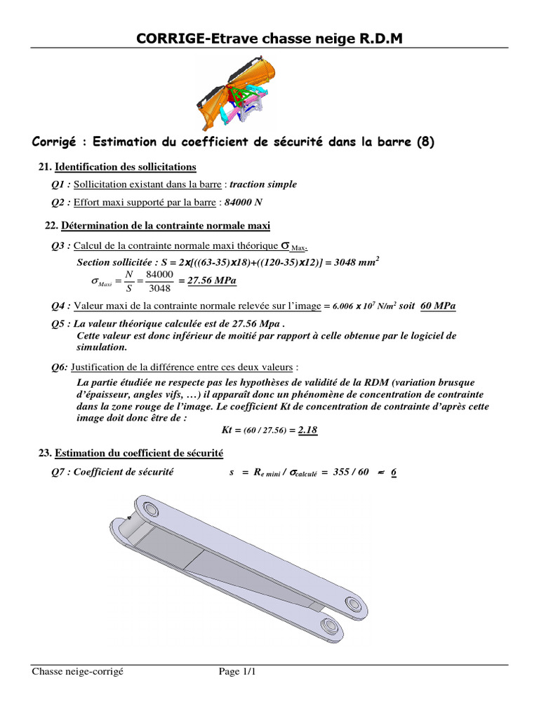 Estimation du Coefficient de Sécurité RDM PDF — free download