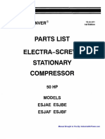 GARDNER DENVER ELECTRA-SCREW Compressor-Models ESJAE-ESJBE-ESJAF-ESJBF - Parts List