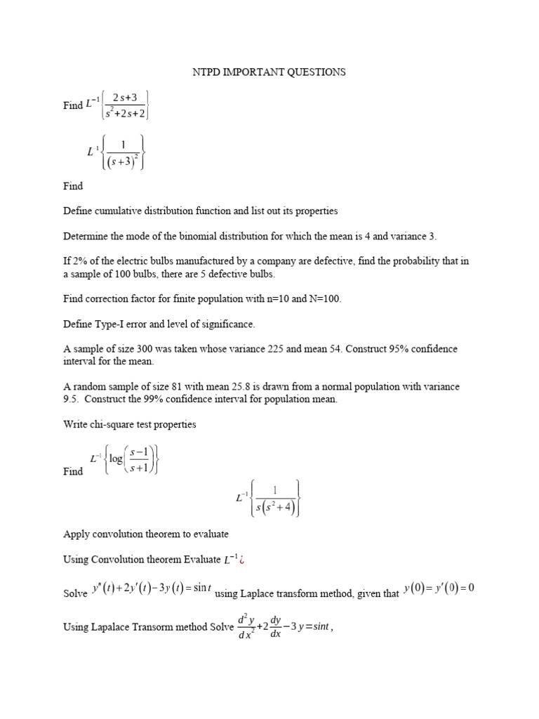 Key Statistical Questions and Solutions | PDF | Variance | Probability ...