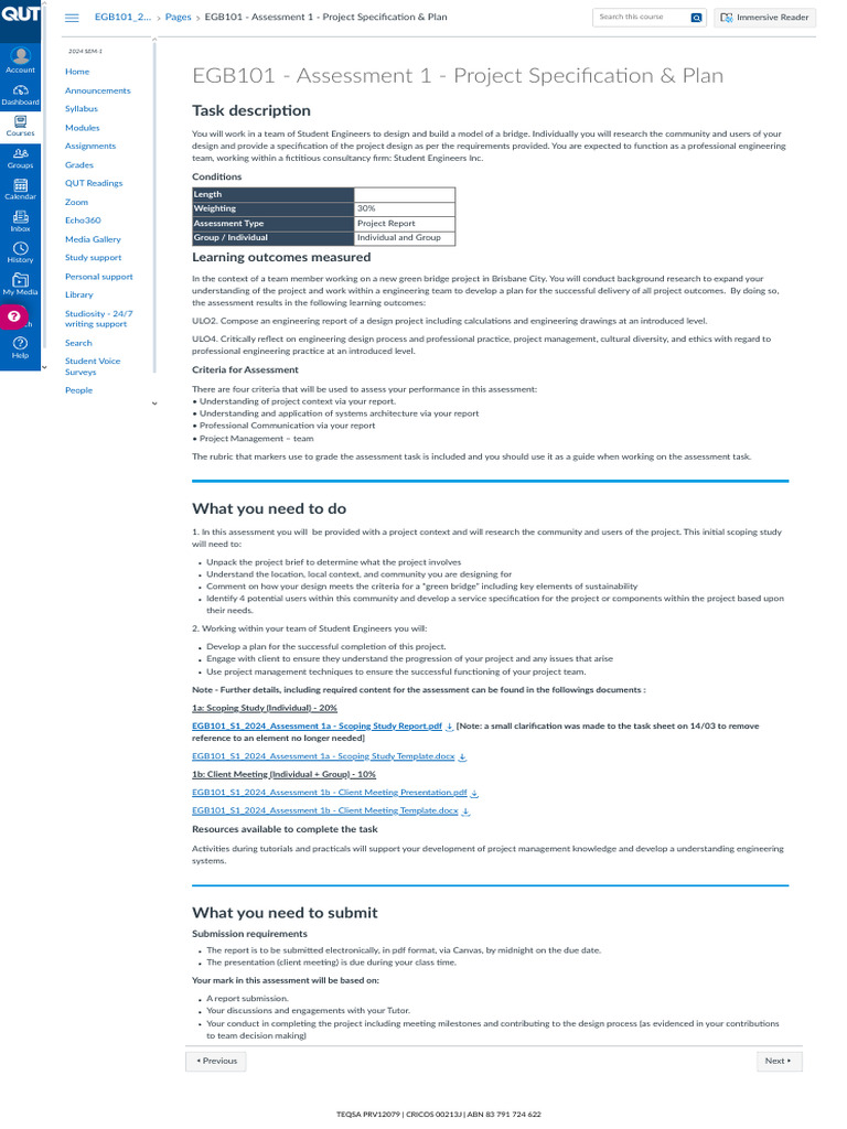 EGB101 Bridge Project Specification | PDF | Project Management ...