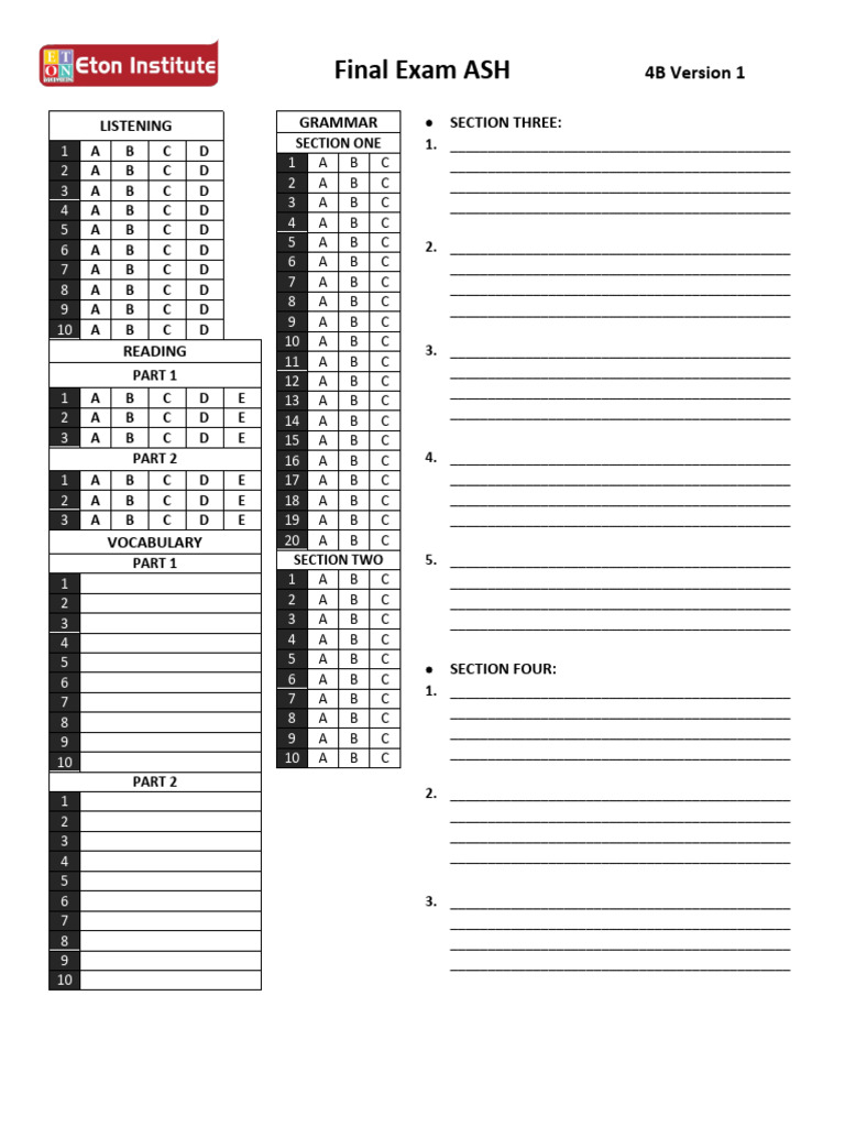 Final Exam ASH Listening Grammar PDF Linguistics Applied Linguistics