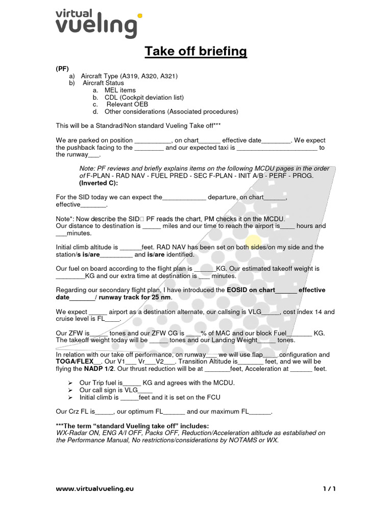 Take Off Briefing PDF