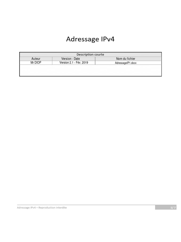 Guide sur l'Adressage IPv4 | PDF | Adresse IP | Informatique