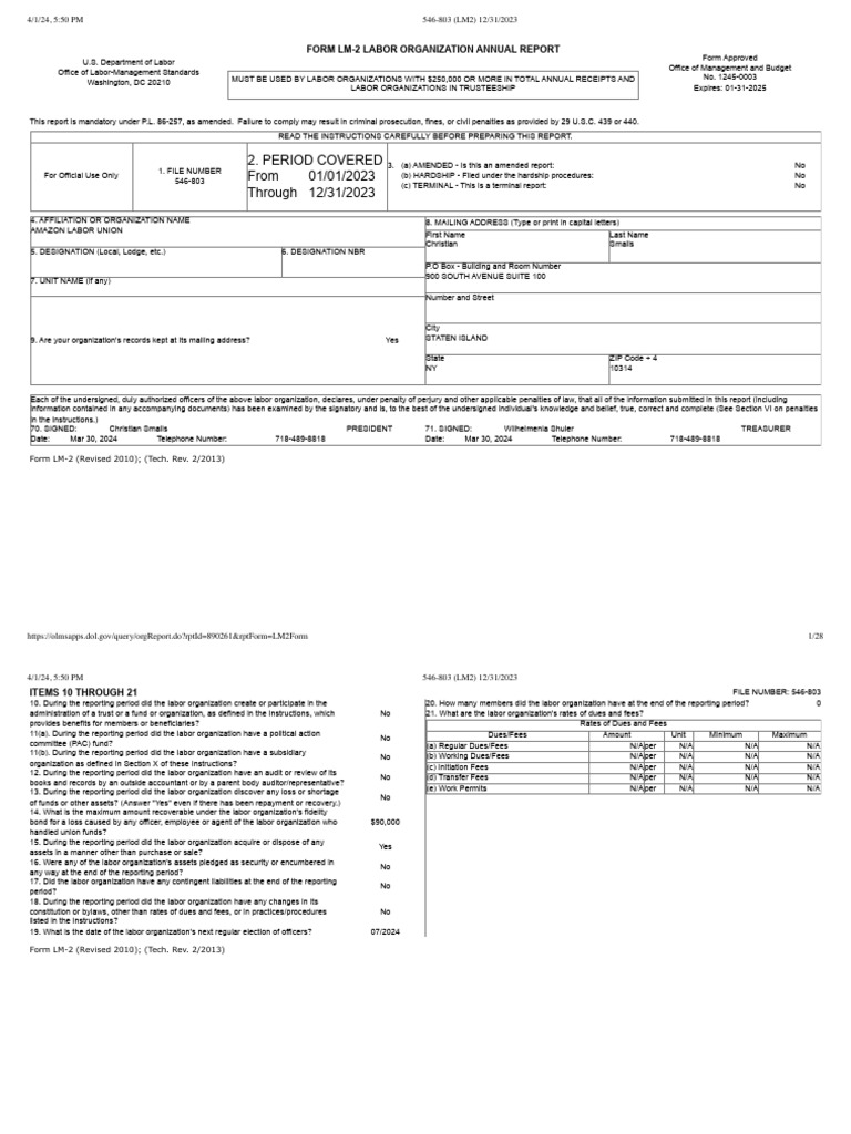 Amazon labor union lms for 2023 pdf book value financial services