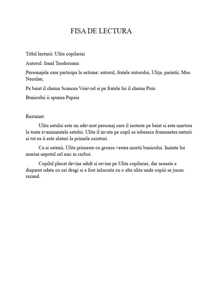 Ulita Copilariei | PDF