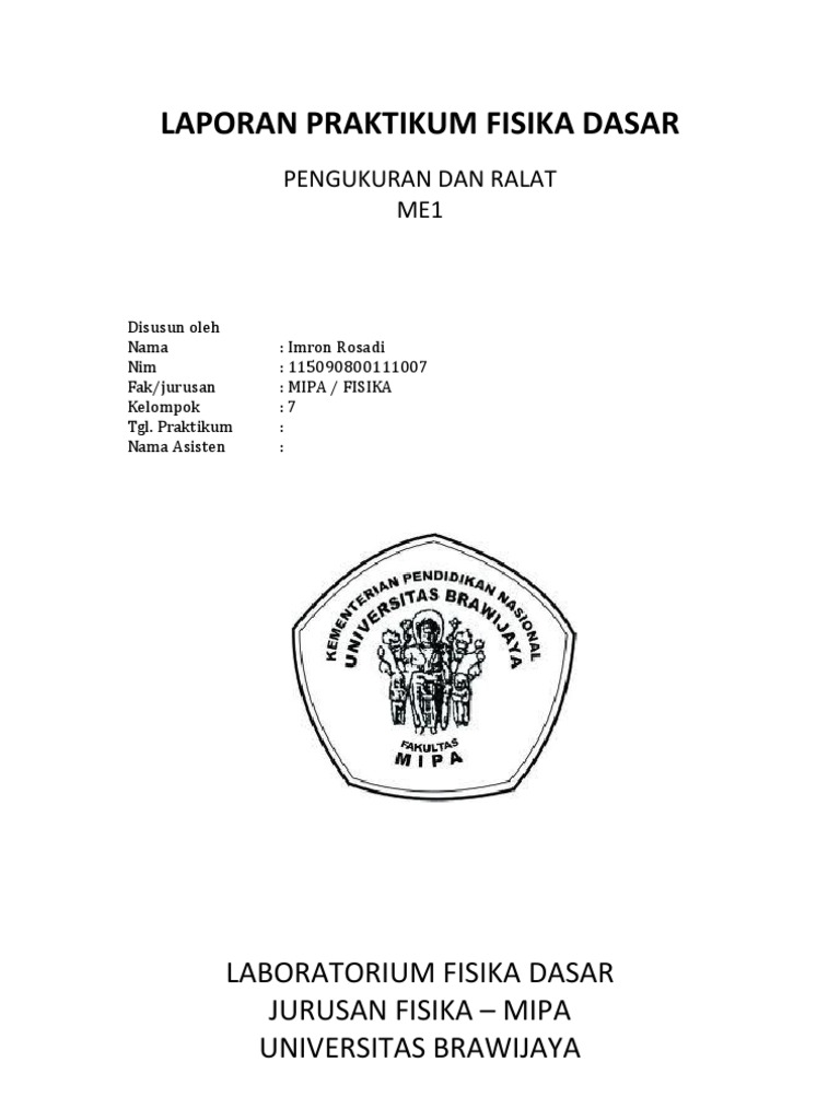 Contoh Laporan Praktikum Fisika Dasar Pengukuran