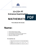 11+ 13+ PT Maths Entrance Exam 2021