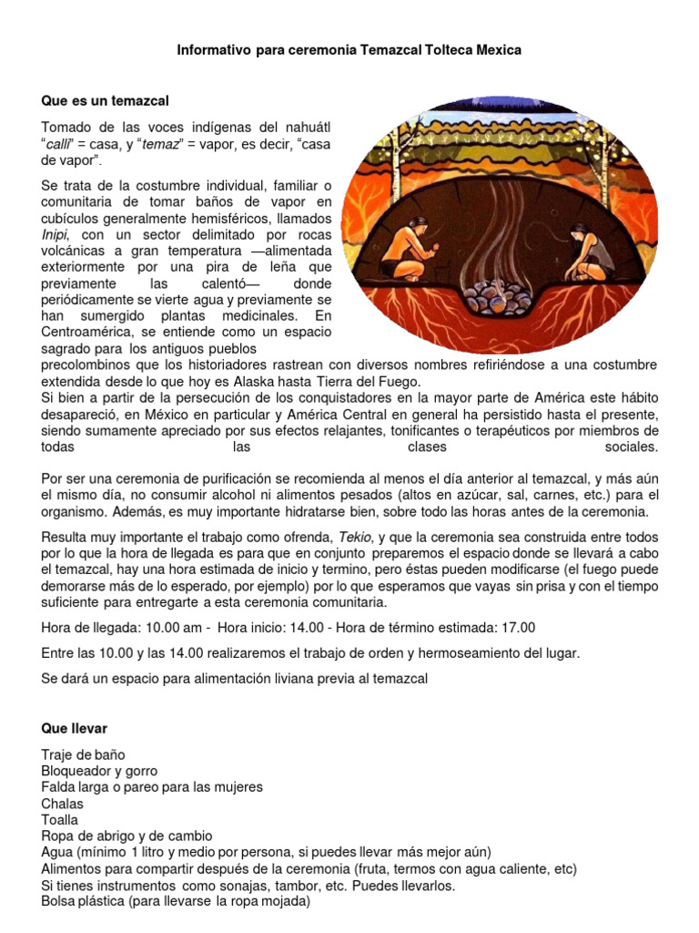 Ceremonia Temazcal Tolteca Mexica | PDF