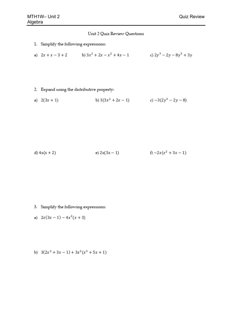 Unit 2 Quiz Review Questions | PDF